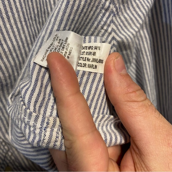 Johnnie O Blue Stripe Long Sleeve Button Down Shirt Mens Large *NOTE - Picture 9 of 10